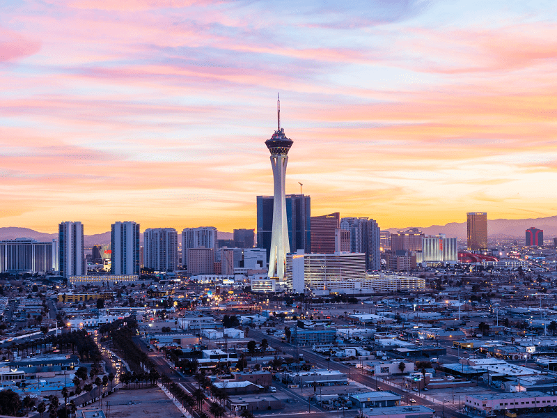A picture of the sunset in Las Vegas