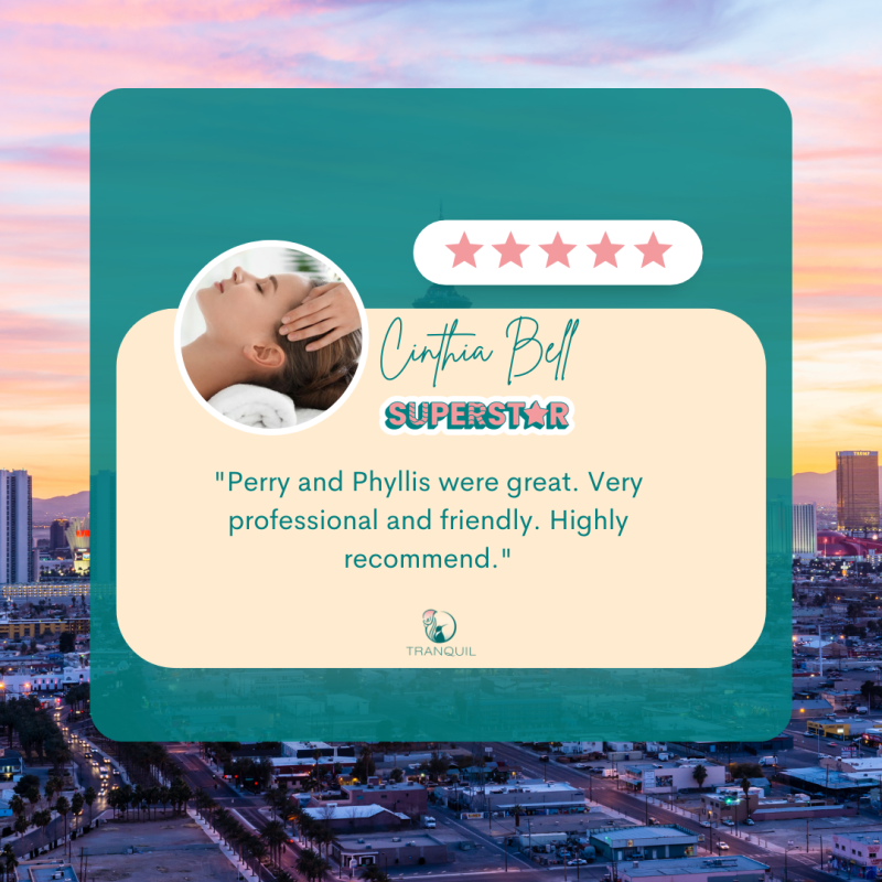 A 5-star review for a couples massage in Henderson